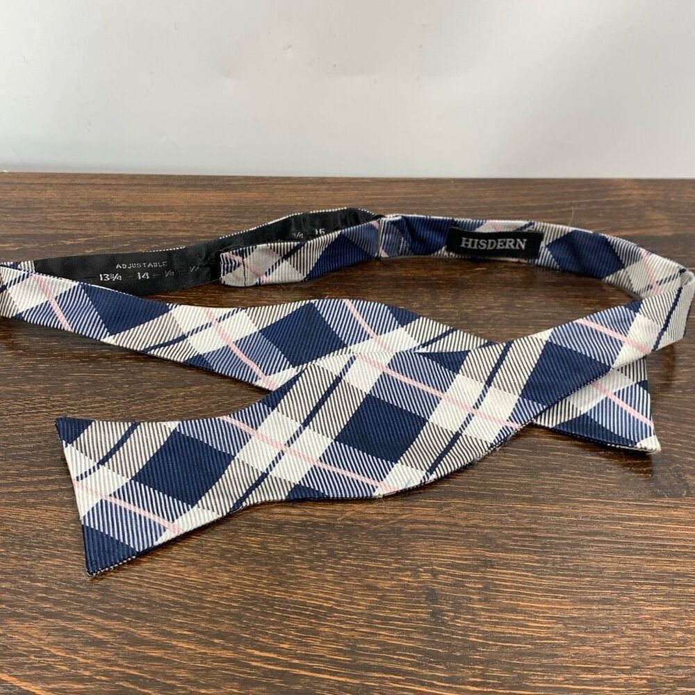 Hisdern Men's Plaid Allover Print Adjustable Bow Tie Multicolor NWOT